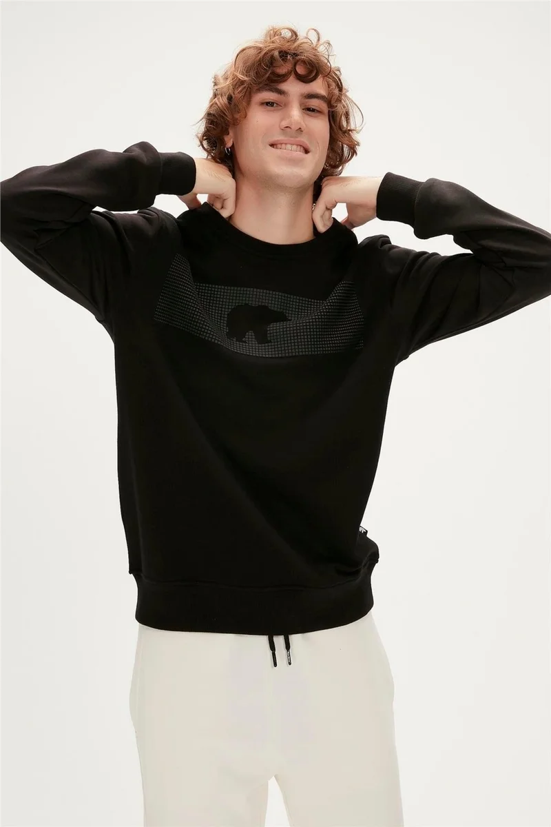 باد بير Fancy Crewneck Men's Black Sweatshirt 19.02.12.007-C27