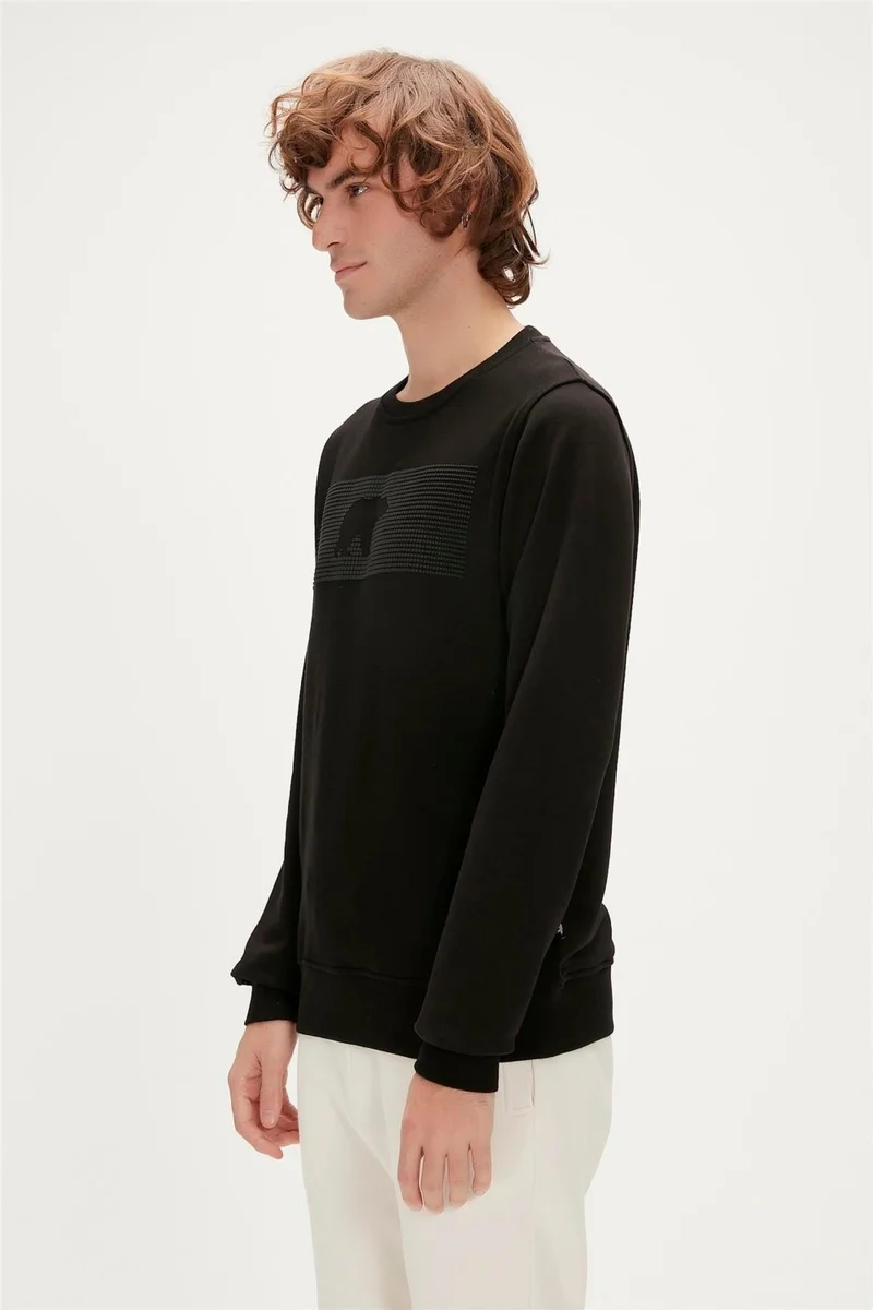 باد بير Fancy Crewneck Men's Black Sweatshirt 19.02.12.007-C27