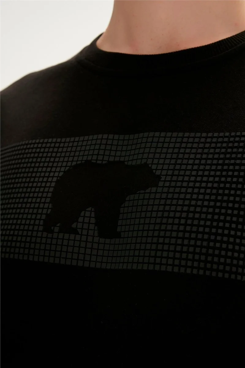 باد بير Fancy Crewneck Men's Black Sweatshirt 19.02.12.007-C27