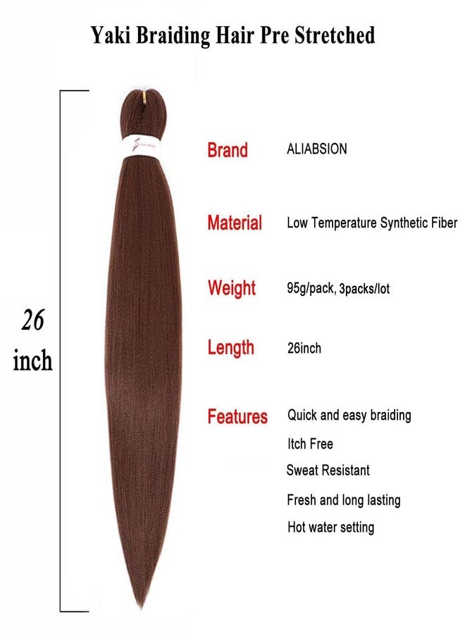 ALIABSION Color 30 Brown Braiding Hair Pre Stretched Hair for Braids Professional Human Colored Synthetic Fiber Hair Extensions for Braiding 3 Packs 26 inch Knotless Prestretched Braiding Hair Brown - Image 2