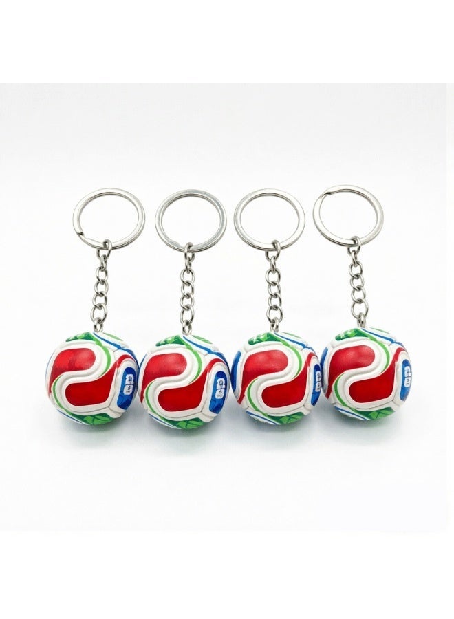World Cup Football 3D Mini Ball Keychain Set (4-Pack) - Sports Key Ring for Football Fans - Image 1