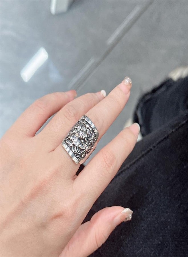 OIDIMS Cute Little Fish Ring for Women Men Lucky Koi Oxidized Vintage Statement Knuckle Middle Finger Wrap Open Bands Promise Rings Retro Comfort Fit Unique Good Luck Jewelry - Image 3