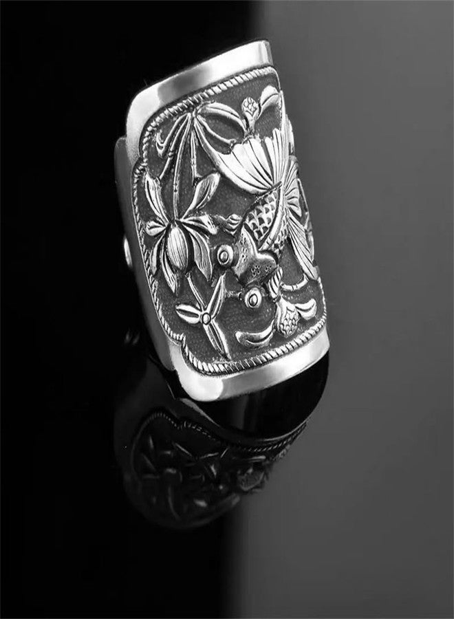 OIDIMS Cute Little Fish Ring for Women Men Lucky Koi Oxidized Vintage Statement Knuckle Middle Finger Wrap Open Bands Promise Rings Retro Comfort Fit Unique Good Luck Jewelry - Image 5