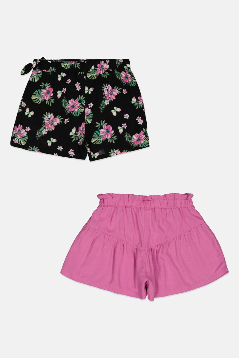 Nanette lepore Kids Girl 2Pcs Floral Print Basic Shorts, Multicolor - Image 3