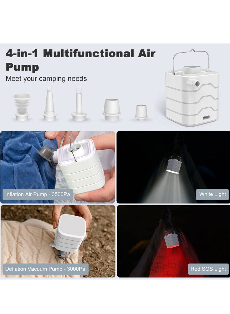 Portable Electric Air Pump - Rechargeable with Light and 6 Nozzles - Ideal for Camping, Pool Floats, Air Beds, Vacuum Storage Bags - Image 2