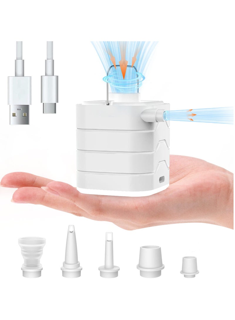 Portable Electric Air Pump - Rechargeable with Light and 6 Nozzles - Ideal for Camping, Pool Floats, Air Beds, Vacuum Storage Bags - Image 1