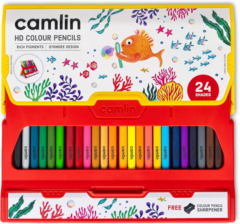 Camlin Colour Pencils - Triangular Set of 24 assorted Full size-4195466 - Image 1