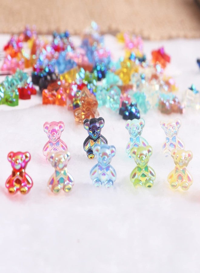 Vezocim Bear Nail Art Decorations, 3D Mixed Colorful Bear Nail Art Glitter Flakes, Resin Cute Bear Rhinestone Nail Art Design for Women Girls Manicure Acrylic Nails Supplies DIY Crafts Nail Art Tips(150pcs) - Image 3
