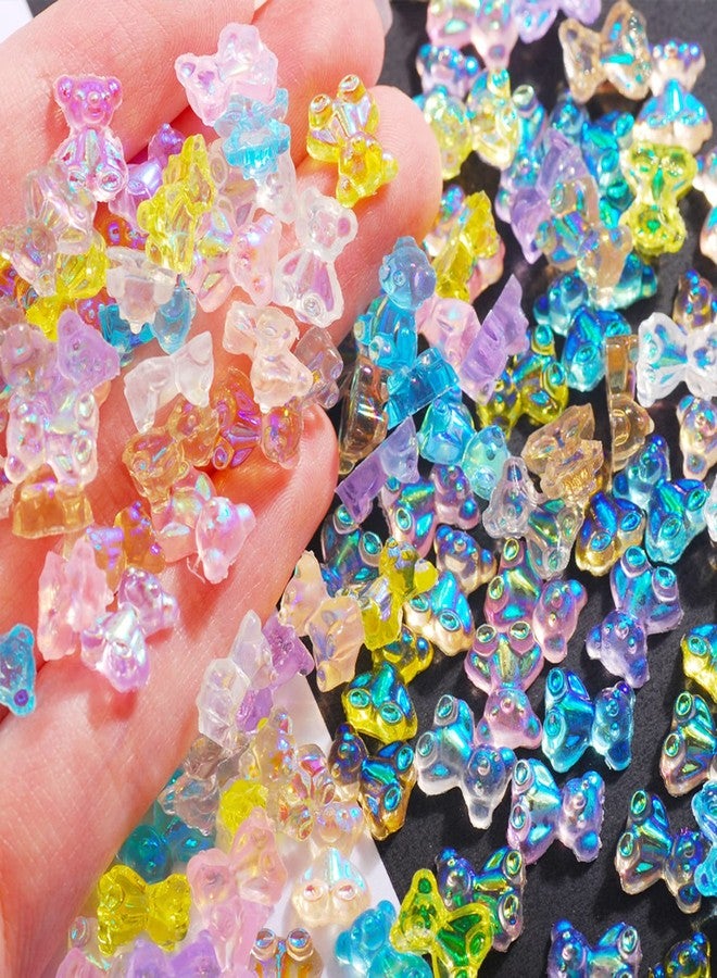 Vezocim Bear Nail Art Decorations, 3D Mixed Colorful Bear Nail Art Glitter Flakes, Resin Cute Bear Rhinestone Nail Art Design for Women Girls Manicure Acrylic Nails Supplies DIY Crafts Nail Art Tips(150pcs) - Image 2