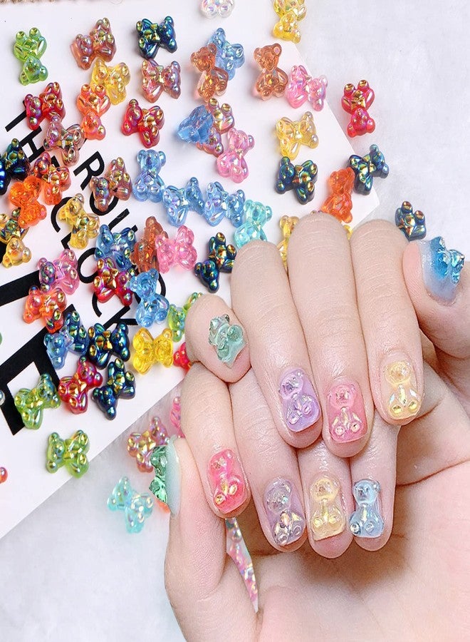 Vezocim Bear Nail Art Decorations, 3D Mixed Colorful Bear Nail Art Glitter Flakes, Resin Cute Bear Rhinestone Nail Art Design for Women Girls Manicure Acrylic Nails Supplies DIY Crafts Nail Art Tips(150pcs) - Image 1