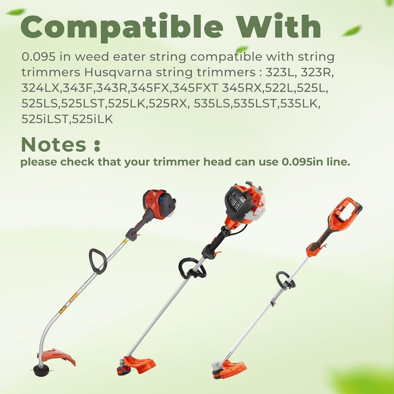 TOSRWGLL 0.095-Inch x 840-Foot Trimmer Line Replacement for Husqvarna String Trimmer,639005106 Heavy Duty Weed Eater Line Fits All Standard Weed Trimmer Heads - Image 4