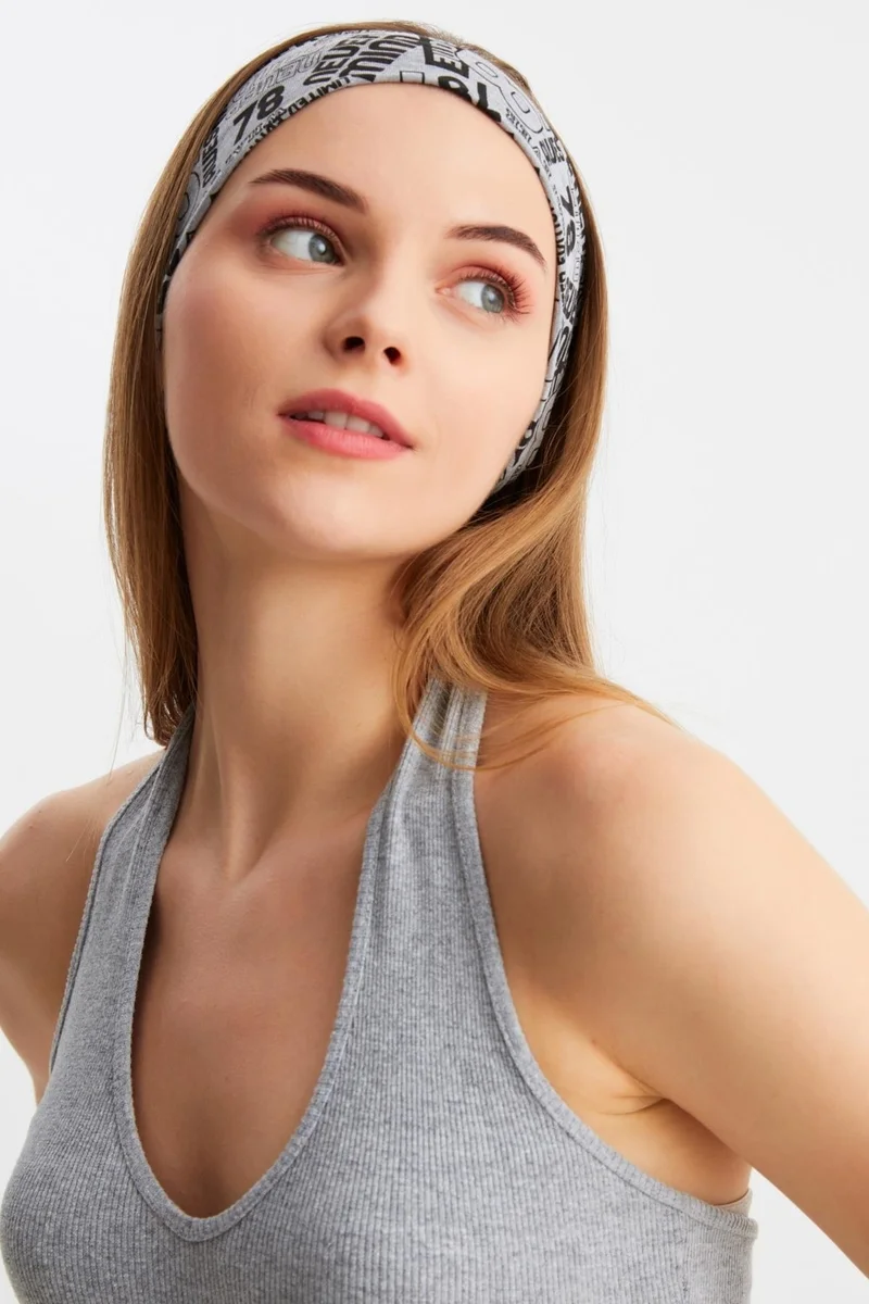 بوتيكجيز Gray Women's Cotton Combed Comb, Non-Slip, Antiperspirant, Ultra Light, Sports Hair Band Bandana