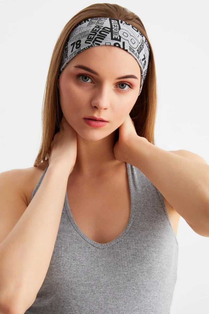 بوتيكجيز Gray Women's Cotton Combed Comb, Non-Slip, Antiperspirant, Ultra Light, Sports Hair Band Bandana