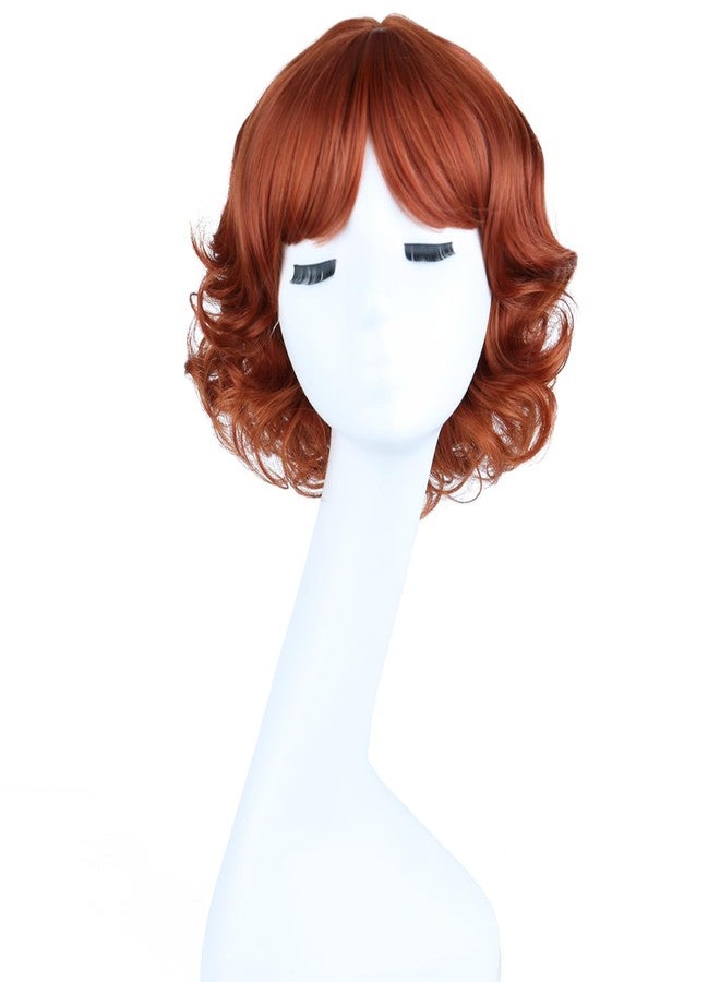 MAGQOO Copper Red Wigs for Women Girls Short Curly Wavy Fluffy Auburn Ginger Dark Orange Wig with Bangs Halloween Cosplay Costume Party Wig - Image 1
