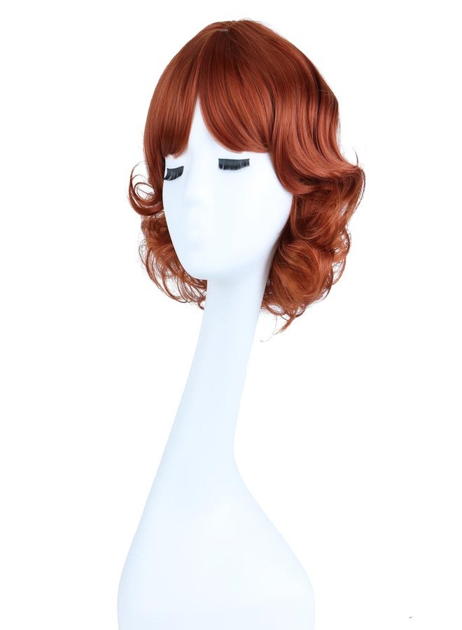 MAGQOO Copper Red Wigs for Women Girls Short Curly Wavy Fluffy Auburn Ginger Dark Orange Wig with Bangs Halloween Cosplay Costume Party Wig - Image 3
