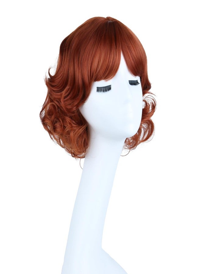 MAGQOO Copper Red Wigs for Women Girls Short Curly Wavy Fluffy Auburn Ginger Dark Orange Wig with Bangs Halloween Cosplay Costume Party Wig - Image 2