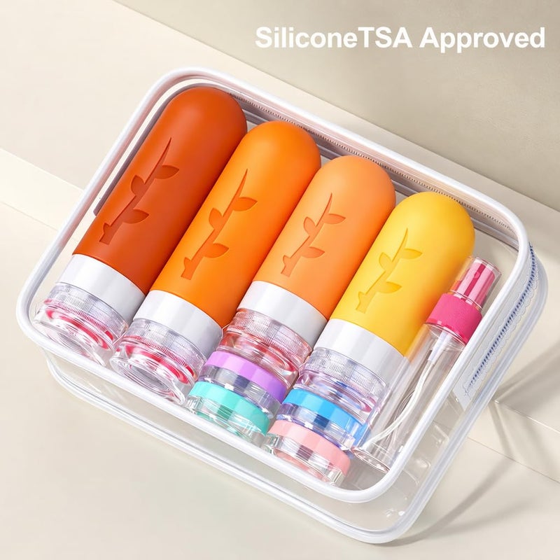 Tocelffe Travel Bottles,TSA Approved Containers for Toiletries, Silicone Leak Proof Refillable Liquid 3oz 2oz Travel essentials for Shampoo Conditioner Lotion BPA Free - Pack of 18 - Image 5