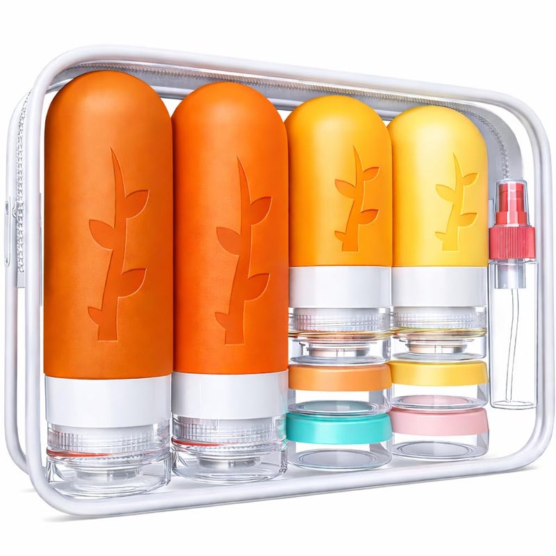 Tocelffe Travel Bottles,TSA Approved Containers for Toiletries, Silicone Leak Proof Refillable Liquid 3oz 2oz Travel essentials for Shampoo Conditioner Lotion BPA Free - Pack of 18 - Image 1