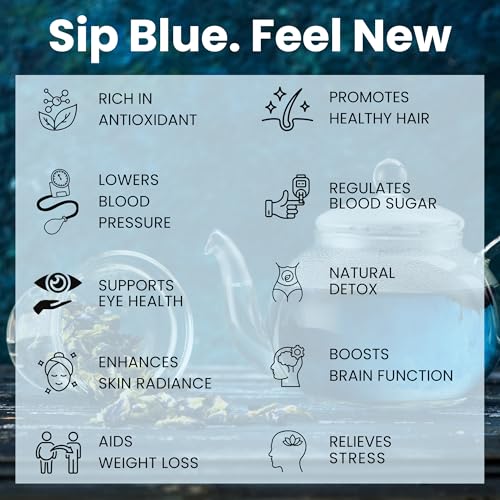 VEDAPURE Blue Butterfly Pea Sun Dried Flower Tea (25 G) - Pack of 1, Caffeine Free Blue Pea Tea for Glowing Skin & Sleep Support, Helps in Stress Relief, Steep as Hot Or Iced Makes 50 Cups - Image 4