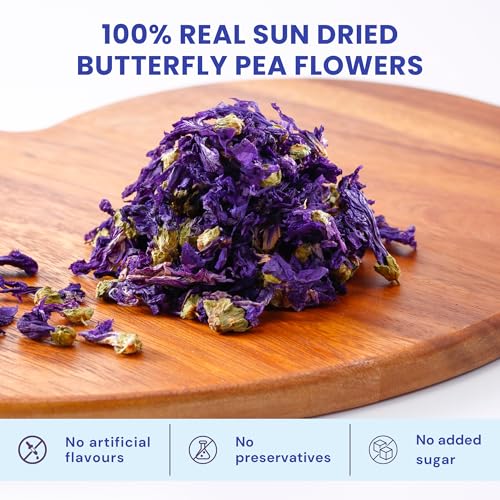 VEDAPURE Blue Butterfly Pea Sun Dried Flower Tea (25 G) - Pack of 1, Caffeine Free Blue Pea Tea for Glowing Skin & Sleep Support, Helps in Stress Relief, Steep as Hot Or Iced Makes 50 Cups - Image 2