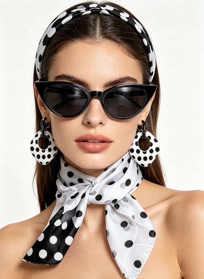 Happy D French women's costume accessory set, 5-piece set, including headband hat, scarf, sunglasses, and gloves, 1950s vintage costume accessory set, suitable for women's and girls' role-playing party supplies and school dress-up days - Image 2