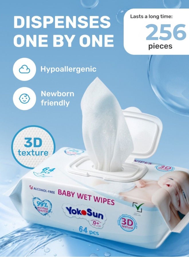YokoSun Baby Water Wipes 99% Water 256Pcs Value Pack - Image 4