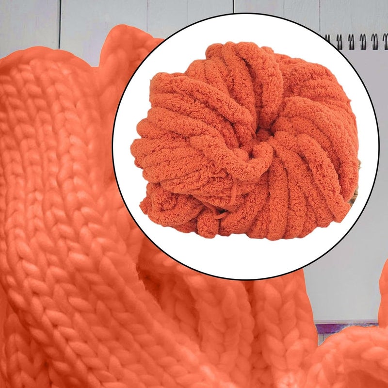 Chunky Wool Giant Polyester Arm Knitting Washable DIY Crocheting Rug Cushion Pet Bed Suitable for Adults Beginners Gift Home, Orange Red - Image 2