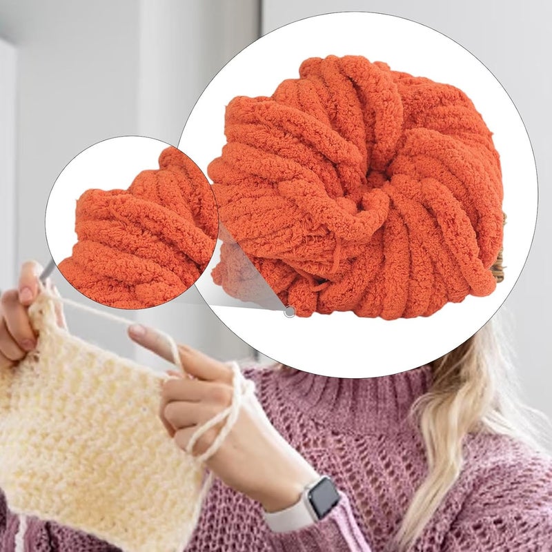 Chunky Wool Giant Polyester Arm Knitting Washable DIY Crocheting Rug Cushion Pet Bed Suitable for Adults Beginners Gift Home, Orange Red - Image 5