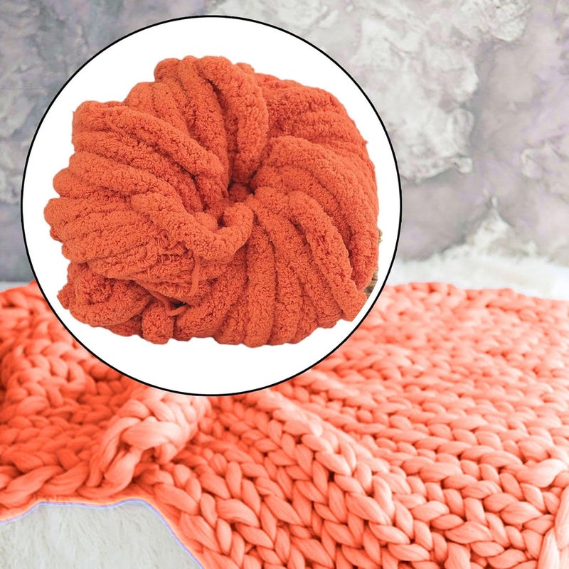 Chunky Wool Giant Polyester Arm Knitting Washable DIY Crocheting Rug Cushion Pet Bed Suitable for Adults Beginners Gift Home, Orange Red - Image 3