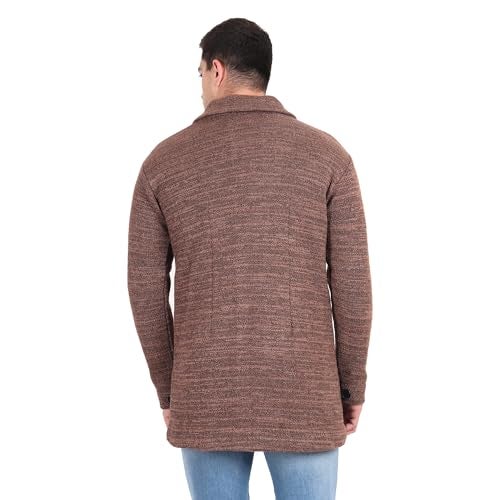 Matelco Mens Woollen Buttoned Lapelcollared Sweater (Large, Brown) - Image 3