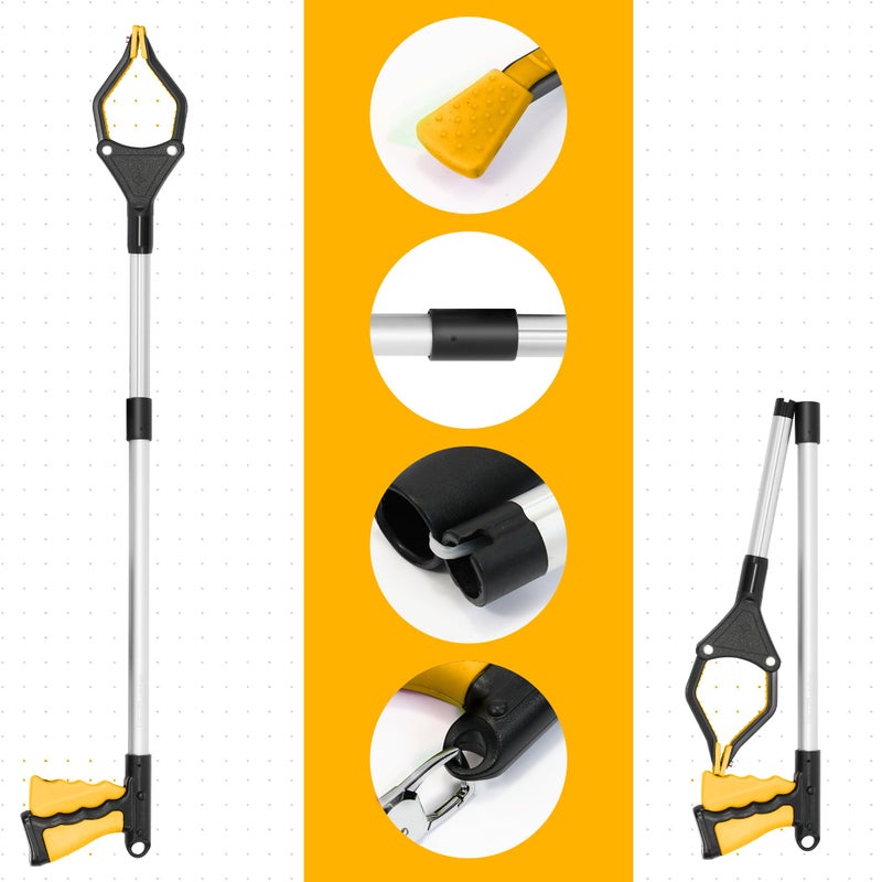 GrabRunner 32" Foldable GrabRunner Reacher Grabber with Strong Magnetic Tip for Seniors, Disabled, After Surgery Recovery(Yellow) - Image 5