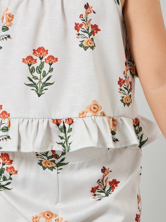 Styli Girls Floral Print Top and Pants Set - Image 3