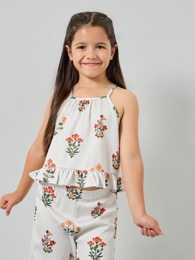 Styli Girls Floral Print Top and Pants Set - Image 2