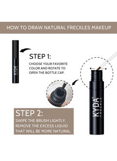 KYDA KYDA 2 Colors Liquid Freckle, Natural Freckle Makeup Pen, Longlasting Face Freckle Liquid Makeup, Soft Dot Sopt Pen Magic Freckle Color-Light Brown&Dark Brown  - Image 2