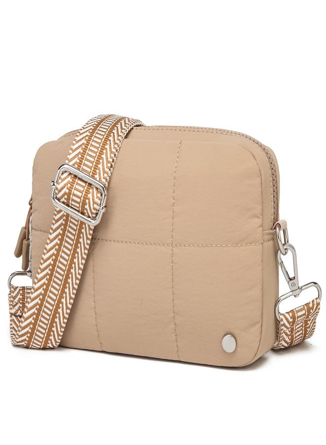 JEEHAN Quilted Crossbody Bags for women Designer Shoulder Handbags Small Purse, A09-khaki, Small, Crossbody Bags for Women - Image 1
