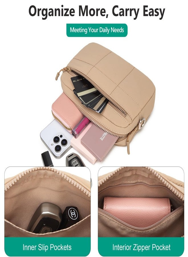 JEEHAN Quilted Crossbody Bags for women Designer Shoulder Handbags Small Purse, A09-khaki, Small, Crossbody Bags for Women - Image 5