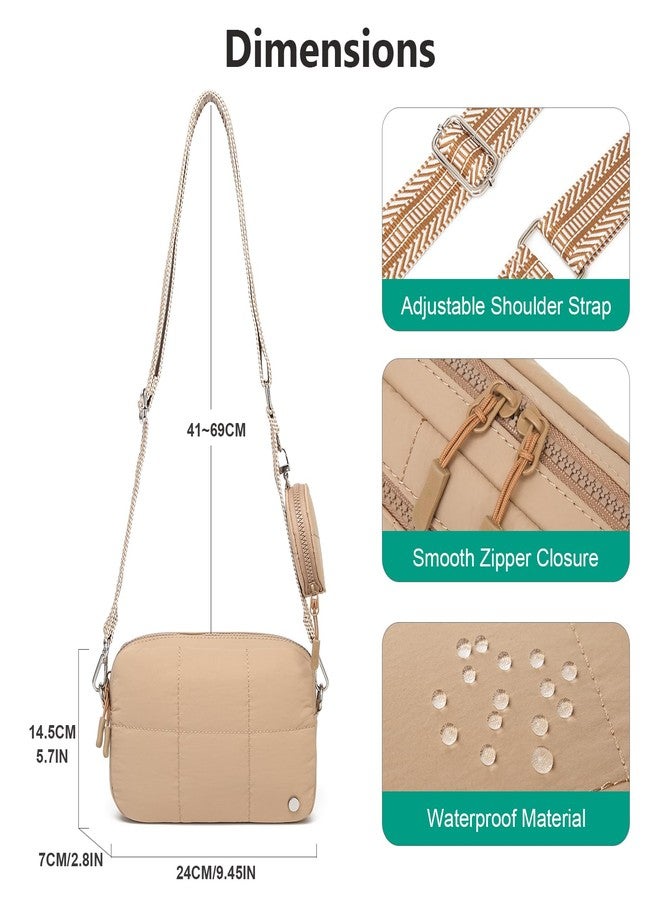JEEHAN Quilted Crossbody Bags for women Designer Shoulder Handbags Small Purse, A09-khaki, Small, Crossbody Bags for Women - Image 3