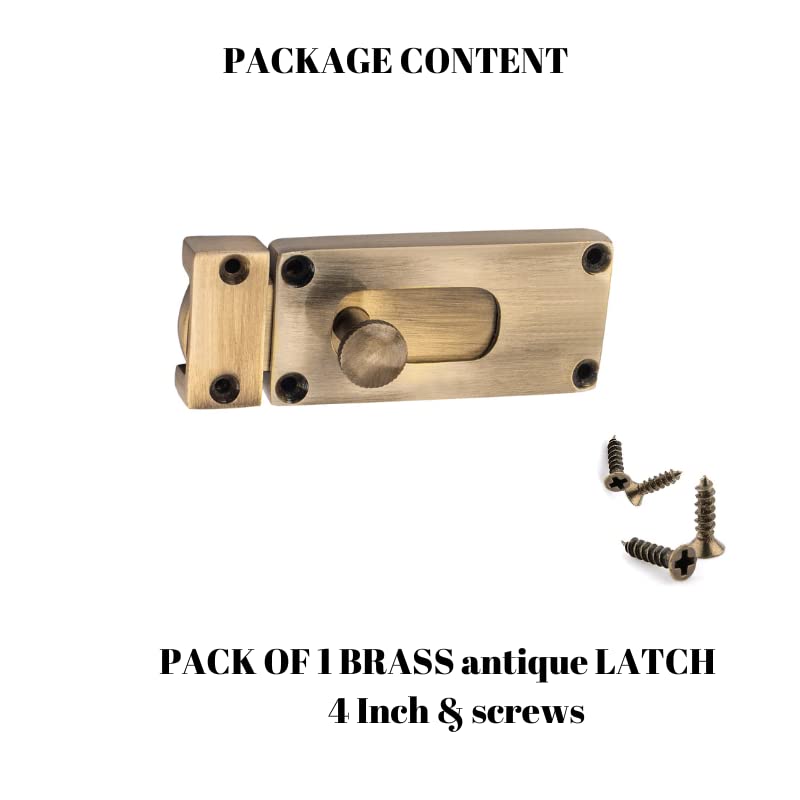 Sardar 4 inch Antique Heavy Duty Brass Door Security Latch Lock| Tower Bolt| Baby Latch| for Home/Bathroom/Kitchen/Office DL-02 (1) - Image 3