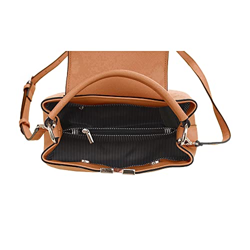 EVVE Women's Small Satchel Bag Classic Top Handle Purses Fashion Crossbody Handbags with Shoulder Strap | ORANGE - Image 5