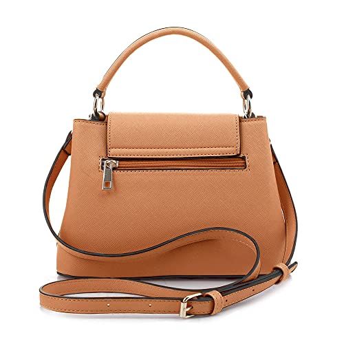 EVVE Women's Small Satchel Bag Classic Top Handle Purses Fashion Crossbody Handbags with Shoulder Strap | ORANGE - Image 3
