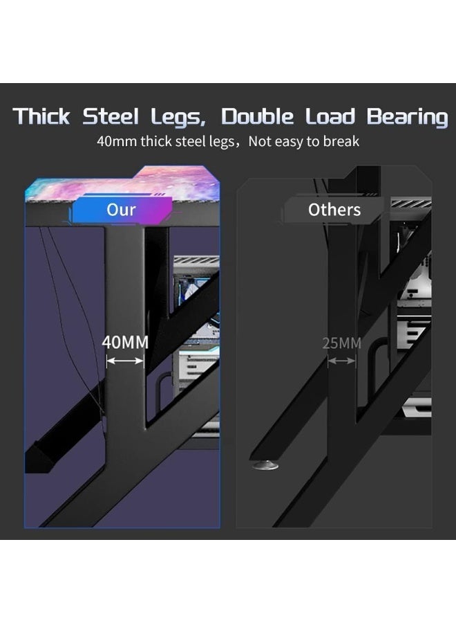 تابيت مكتب كمبيوتر، مكتب ألعاب قائم، مكتب منزلي كبير جدًا، طاولة كتابة حديثة للمكتب المنزلي (طاولة ألعاب سوداء 120*60*75 سم) - Image 3