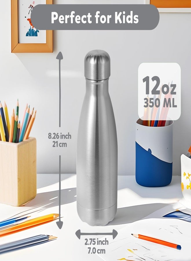 Volhoply 12oz Small Water Bottle Stainless Steel, BPA Free Insulated Water Bottles, Double Wall Cola Shape Flask, Keeps Cold 24 Hours and Hot 12 Hours for Kids Handbag (Silver,1) - Image 2