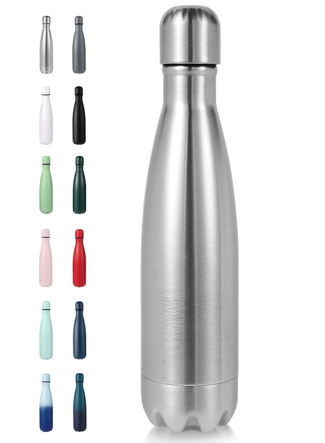 Volhoply 12oz Small Water Bottle Stainless Steel, BPA Free Insulated Water Bottles, Double Wall Cola Shape Flask, Keeps Cold 24 Hours and Hot 12 Hours for Kids Handbag (Silver,1) - Image 1