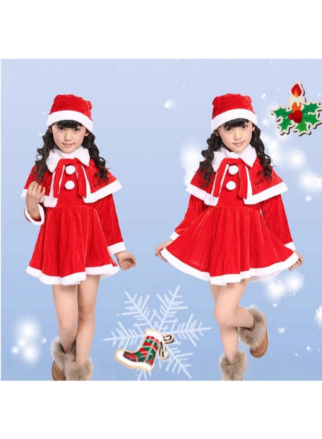 Ciao Children's Christmas Clothes (Girls) – Toddler Santa Dress with Cape, Red Velvet Holiday Costume with Hat, Size 90 cm (18–24 Months / 2 Years) - Image 2