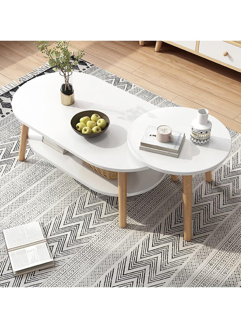 DubaiGallery Side table simple and modern corner sofa aesthetic standing table oval coffee table tea table wood floor design home furniture - Image 3