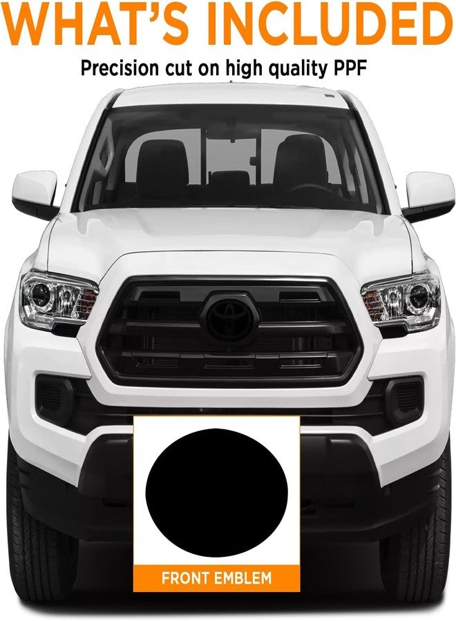 Kuvrü KUVR Pre-Cut Front Emblem Tint Compatible with Toyota Tacoma Limited, TRD Off-Road, TRD Sport 2016-2021| Precision Cut Stretchable PPF Vinyl Overlay Cover Wrap Dark Smoke (Pack of 2) - Image 3