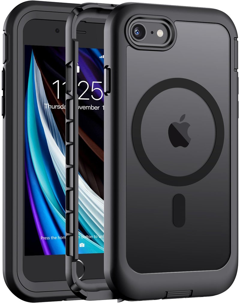 jaroco for iPhone SE Case 2022/2020/3rd/2rd,iPhone 8/7 Case, [Compatible with MagSafe][Military Grade Drop Protection][Heavy Duty Protection][Non-Slip] 2-Layer Durable Bumper Phone Case 4.7''-Black - Image 1