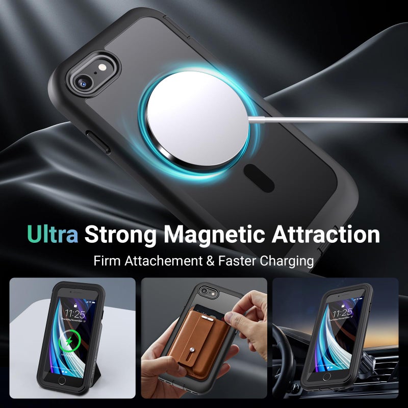 jaroco for iPhone SE Case 2022/2020/3rd/2rd,iPhone 8/7 Case, [Compatible with MagSafe][Military Grade Drop Protection][Heavy Duty Protection][Non-Slip] 2-Layer Durable Bumper Phone Case 4.7''-Black - Image 3
