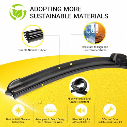 DOG TAIL DOGTAIL 21"+20" Wiper Blades for Honda CR-V 2002 2003 2004 2005 2006 Vehicle, Premium All Season Automotive Replacement OEM Front Windshield Wiper Blades for My Car J-Hook - Image 3