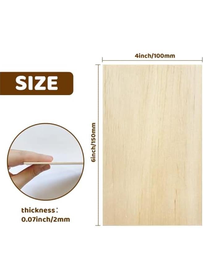 Arabest 20 Pcs Wood Sheets,Unfinished Balsa Wood Sheets for Crafts DIY Thin Woodsheet for Wooden DIY Ornaments,Scrabble Tiles,House Aircraft Ship Boat,School Projects(150x100x2mm) - Image 2